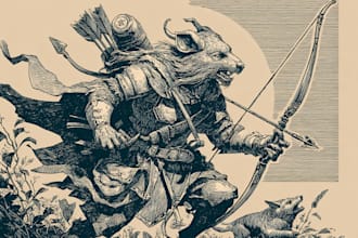 dnd characters in vintage linocut art
