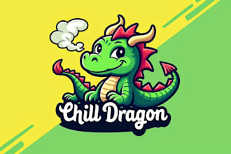 design awesome chill dragon smoking mascot with unlimited revision