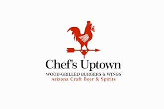 design wood fired burger chicken wings logo