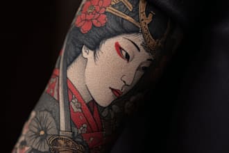 draw a tattoo design in japanese style