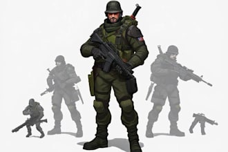 draw 2d game art military character design