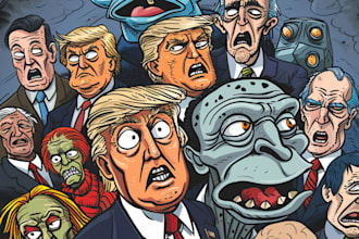 draw satire, editorial or political cartoons for you