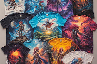draw anime and fantasy tshirt design