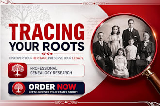 trace your family roots, ancestry research for a complete genealogy chart report