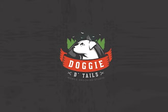 design animated dog grooming studio logo