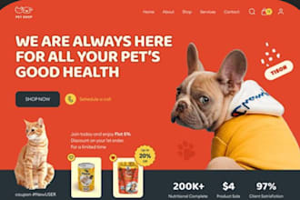 design a pet care shopify store pet grooming website pet care store pet website