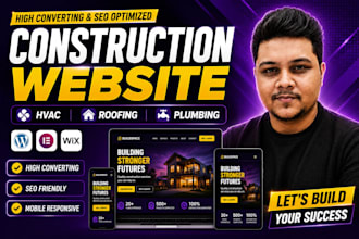 design construction, hvac, plumbing, roofing website in wordpress