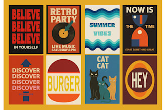 design retro or modern posters for concerts and events