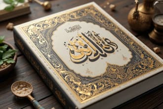 design an awesome islamic book cover, arabic book cover