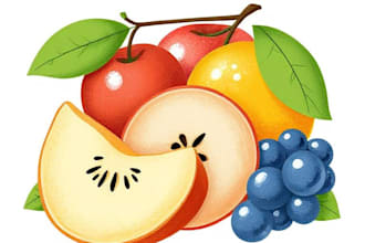 llustrate digitally realistic fruits
