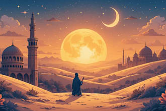 do islamic muslim illustration, flat islamic graphic for islamic children book