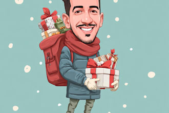 draw awesome cartoon caricature for gift, christmas card
