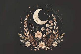 design feminine, botanical and mystical logo