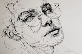do scribble art, abstract line portrait