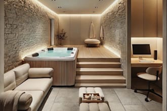 design 3d interior for spa, wellness center, sauna, steam room, jacuzzi and pool