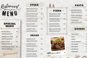 design cafe bar menu list restaurant food drinks menu banner flyer with qr code