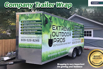 design box trailer wrap, long trailer, truck wrap, food trailer, box truck wrap