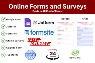 create google form, jotform, fillable pdf form, cognito form, online form