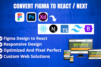 convert figma to react or next js website with tailwind css and typescript