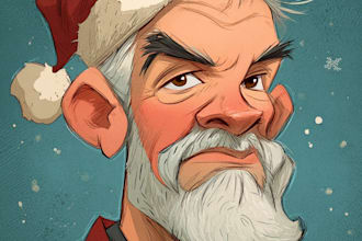 make a christmas caricature and a holiday gift card drawing