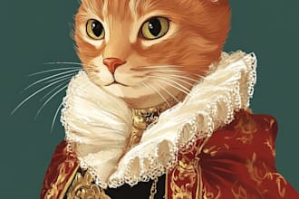 draw pets portrait illustration in style
