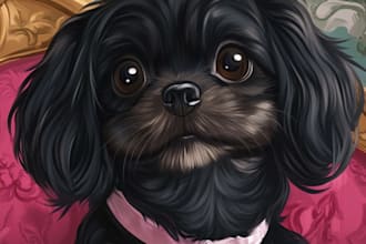 draw pets portrait illustration in style