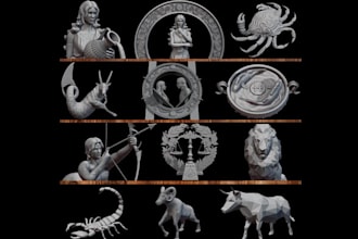do 3d zodiac sign design, custom zodiac sign, product design and 3d rendering
