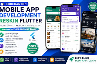 codecanyon mobile app development, reskin  flutter