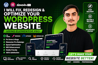 do professional wordpress website redesign and elementor fix