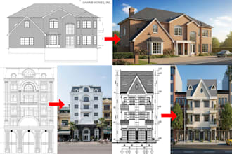 make elevation drawing image of the building into a realistic in under 8 hours