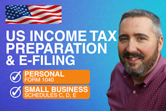 prepare and e file your US tax return 1040 and self employed