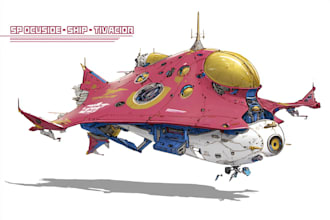 draw sci fi spaceship concept art or vehicle design