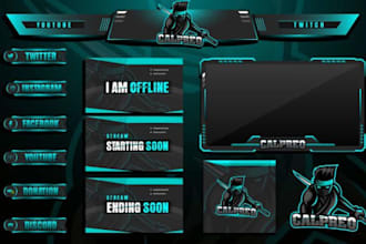design obs ready twitch overlays, panels, alerts and full stream branding