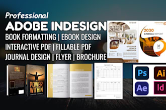 create adobe indesign projects, book formatting, illustration