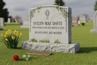 design realistic 3d memorials, graves and headstone renderings