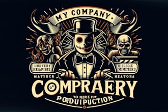 design premium vintage horror film production logo t shirt design