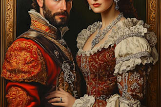 draw cute couple cartoon portrait
