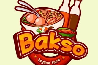 design custom ramen,  korean noodles restaurant logo