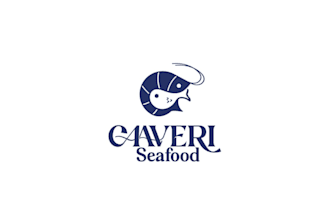 design custom fish market, ocean brand, seafood logo