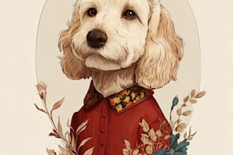 illustrate amazing pet portrait painting