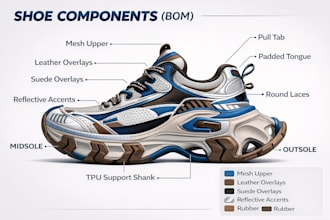 create men shoes design techpack and render for manufacture fashion design