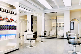 do 3d barbing salon, barber shop, beauty salon 3d design, or commercial building