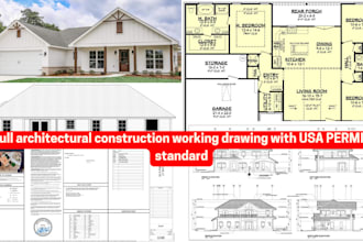 do full set architectural permit construction drawing as USA certified architect