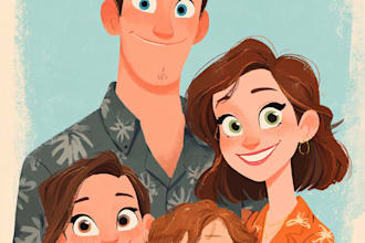 draw cartoon portrait in disney cartoon illustration