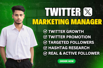 be your twitter x marketing manager for organic growth and promotion