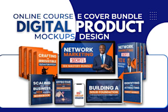 design online course bundle e cover bundle digital product mockups