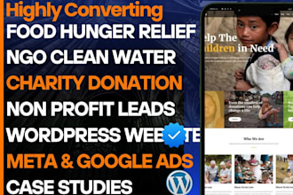 generate food hunger relief, ngo, clean water, non profit lead wordpress website