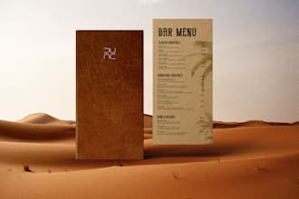 design a professional modern restaurant cafe or food and beverages menu