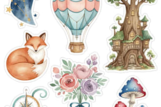 create watercolor illustration stickers watercolor icons