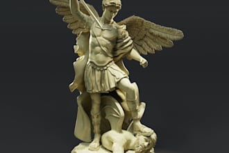 sculpt realistic 3d figures,angel statue,mythological models for print,3d render